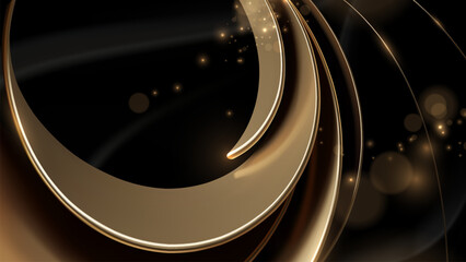 Canvas Print - luxury black and gold abstract background with twinkling lights.