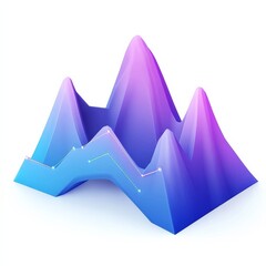 Poster - Abstract Data Visualization: Geometric Mountain Range with Line Graph in Gradient Blue to Purple