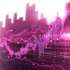 Poster - Abstract Financial Graph in Pink: Data Visualization for Stocks and Market Analysis 