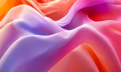 Wall Mural - Soft, flowing fabric waves in vibrant colors creating a serene backdrop for design projects