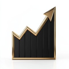 Poster - Golden Ascent: A Black and Gold Bar Graph Symbolizing Growth and Success on a Clean White Background