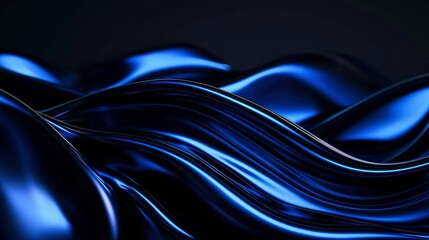 Wall Mural - abstract dark blue flowing waves, smooth, glossy, elegant, 3d rendered