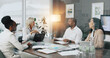 © peopleimages.com - Planning, talking and meeting with business people in office for strategy, project and research. Company growth, market report and brainstorming with employees in agency for discussion and workshop