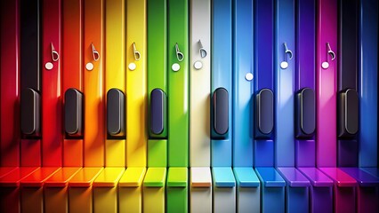 Wall Mural - silhouette piano keys & music notes: infographic template design in 5 colors