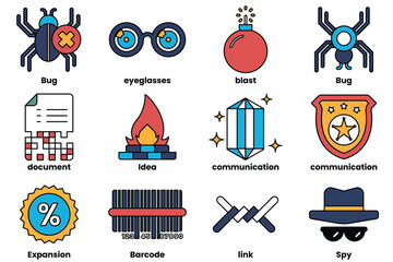 Wall Mural - set of illustrations in the concept of electronic devices in line style