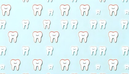 Leinwandbilder - A pattern of healthy teeth icons on a clean background, perfect for oral health day