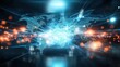 © Hospital man - Global data connectivity visualization digital era infographic tech environment abstract viewpoint information sharing concept