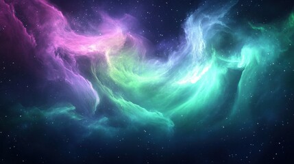 Wall Mural - A cosmic aurora abstract gradient background. Featuring ethereal light waves and deep space colors