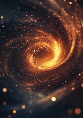 Wall Mural - ethereal golden galaxy spiral abstract cosmic swirl with sparkling light particles