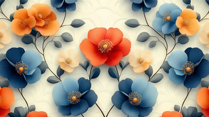 Wall Mural - abstract circular colorful floral pattern design