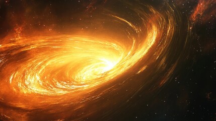 Wall Mural - spectacular orange spiral galaxy in deep space, nebula and starfield.