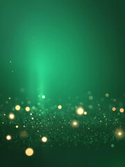 Wall Mural - A deep emerald green bokeh background with warm golden sparkles, luxurious aesthetic. bokeh, light, green, texture, design, abstract, pattern, deep