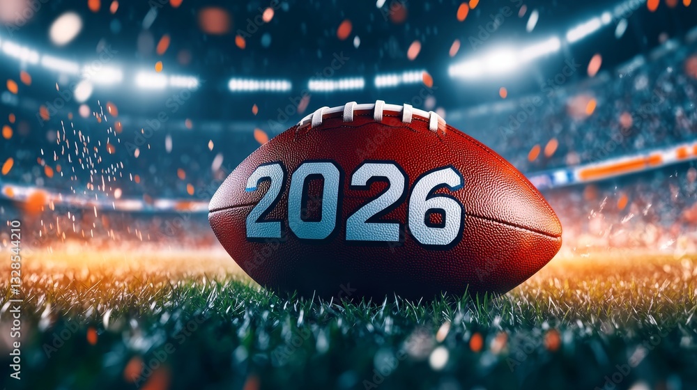 American Football With 2026 Concept With Stadium Lights 1000 F 1328544210 