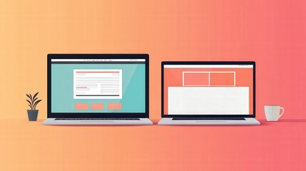 Laptops displaying outdated web design and user interfaces in a modern workspace setting. CSS Reboot Day