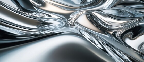 Wall Mural - A metallic silver abstract gradient background. Featuring cool industrial tones and polished reflections