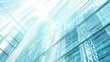 © JINGWEN - Elegant semi-transparent light blue skyscrapers background image representing business concept, neat arrangement, high-quality urban architecture