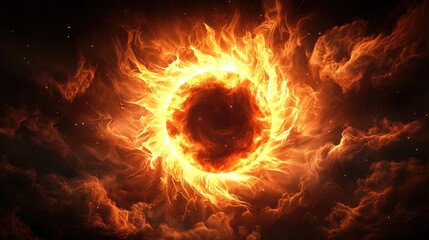 Wall Mural - Solar eclipse phenomenon outer space digital artwork cosmic environment dramatic viewpoint celestial concept