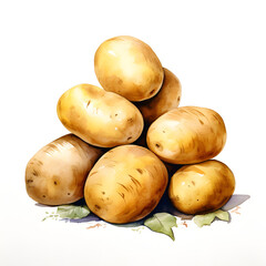 Wall Mural - digital technology potato watercolor design illustration