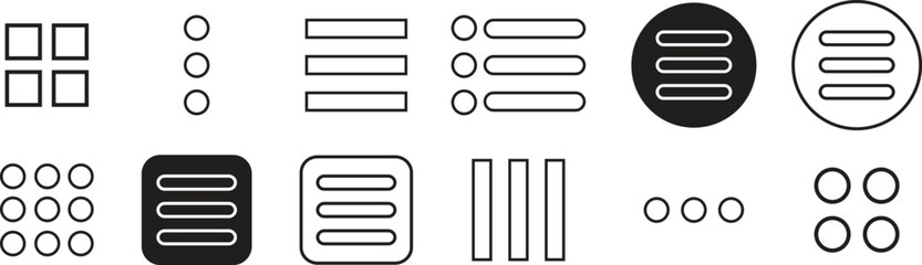 Wall Mural - hamburger web and mobile app menu outline icons set. vectors buttons for website ui navigation. app 