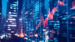 © SU CrossCutting Film - Multi exposure of virtual abstract financial graph interface on blurry contemporary office building background, financial and trading concept