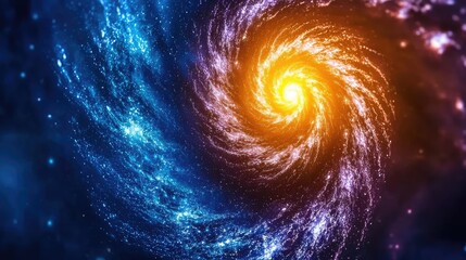 Wall Mural - Galactic spiral formation outer space digital art cosmic environment close-up view astronomical concept