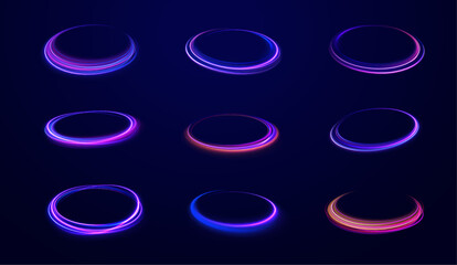 Wall Mural - glowing neon energy rings: a futuristic fusion of radiant light trails and luminous circular shapes 