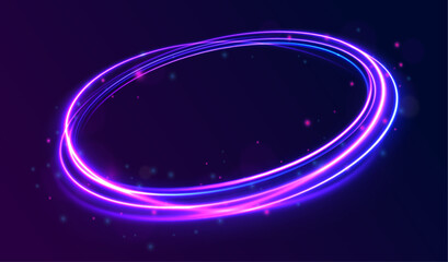 Wall Mural - glowing neon energy rings: a futuristic fusion of radiant light trails and luminous circular shapes 