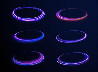 Wall Mural - ethereal light portals: a mesmerizing array of vibrant neon ovals and swirling energy loops that res