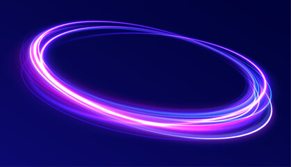 Canvas Print - surreal neon vortexes: a spectacular display of rotating and spinning energy hoops, creating a beaut