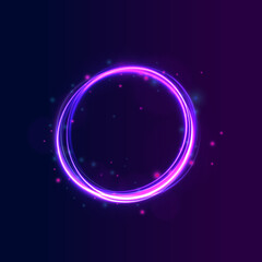 Canvas Print - surreal neon vortexes: a spectacular display of rotating and spinning energy hoops, creating a beaut