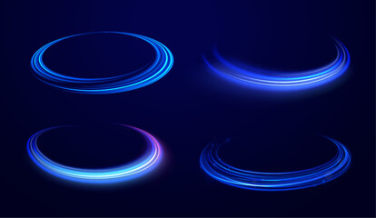 Canvas Print - surreal neon vortexes: a spectacular display of rotating and spinning energy hoops, creating a beaut