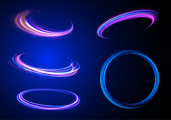 Wall Mural - glowing neon energy rings: a futuristic fusion of radiant light trails and luminous circular shapes 