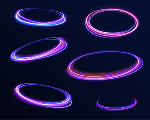 Wall Mural - glowing neon energy rings: a futuristic fusion of radiant light trails and luminous circular shapes 
