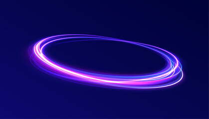 Wall Mural - futuristic halo motion: a dynamic collection of brightly glowing circular streaks in shades of blue,