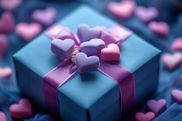 Wall Mural - A blue gift boxe isolated on a transparent background