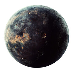 Wall Mural - This image depicts a dark, cratered planetoid or moon floating in space with rich detail.