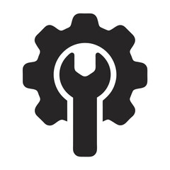 precision wrench gear icon for digital tool settings and maintenance operations - flat icon for apps