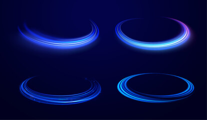 Wall Mural - cybernetic light waves: a stunning composition of luminous motion rings and glowing arc traces that 