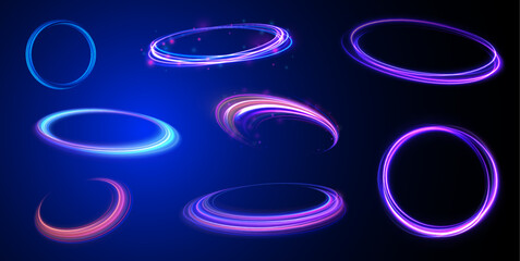 Wall Mural - cybernetic light waves: a stunning composition of luminous motion rings and glowing arc traces that 