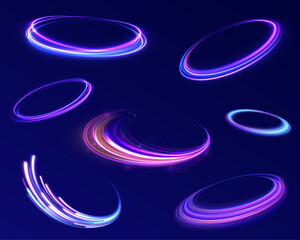 Wall Mural - cybernetic light waves: a stunning composition of luminous motion rings and glowing arc traces that 