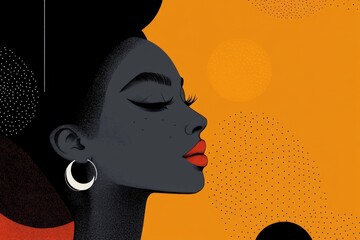 Aufkleber - Elegant profile of a woman with bold features and vibrant background showcasing artistic expression
