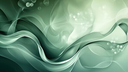 Poster - Abstract flowing shapes, green and beige