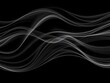 © JARVIS X - Abstract flowing gray smoke waves on black background, wavy lines, modern design, art, wallpaper, backdrop.