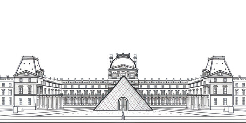 Wall Mural - png louvre museum architecture building drawing.