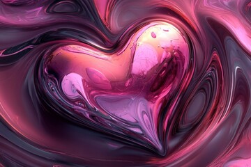 Aufkleber - Unique heart shape created from swirling pink and purple colors in an abstract design