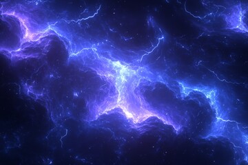 Aufkleber - Dynamic cosmic swirl of electric blue and purple clouds in a vast galaxy