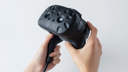 Wall Mural - a hand using a virtual reality controller, visible controller buttons and motion sensors, clean vr s