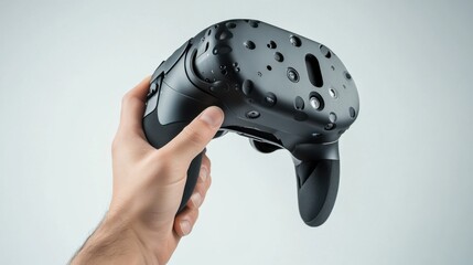Wall Mural - a hand using a virtual reality controller, visible controller buttons and motion sensors, clean vr s