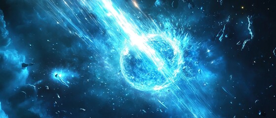 Wall Mural - blue nebula cosmic explosion; space background