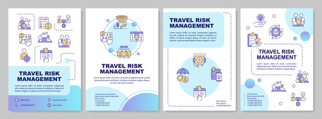Wall Mural - travel risk manager blue circle brochure template. security service for business journeys. leaflet d